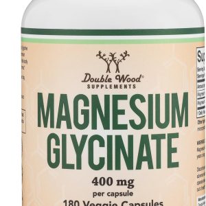 Magnesium Glycinate 400mg, 180 Capsules (Vegan Safe, Third Party Tested, Gluten Free, Non-GMO) High Absorption Magnesium by Double Wood Supplements
