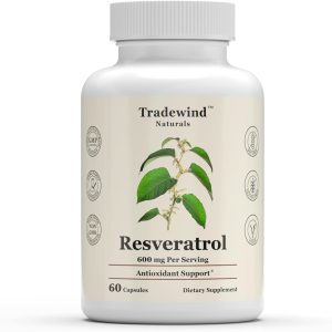 Resveratrol 600mg – Vegan – Non-GMO – Support Healthy Aging and Cardiovascular Health – Rich in Antioxidants – Polygonum cuspidatum – 60 Vegetable Capsules