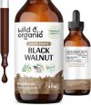 Wild & Organic Black Walnut Tincture – Detox Cleanse w/Black Walnuts – Black Walnut Hull Tincture for Digestive Health – Gut Cleanse Detox w/Black Walnut Hull – Black Walnut Supplement