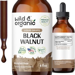 Wild & Organic Black Walnut Tincture – Detox Cleanse w/Black Walnuts – Black Walnut Hull Tincture for Digestive Health – Gut Cleanse Detox w/Black Walnut Hull – Black Walnut Supplement