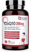 NATURE TARGET CoQ10-200mg-Softgels + PQQ with Organic-Olive-Oil – High Absorption-Coenzyme-Q10 – Antioxidant-for-Heart-Health and Immune Support, Energy Production, 120 Servings