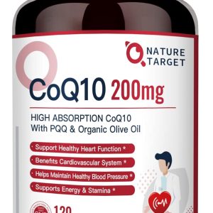 NATURE TARGET CoQ10-200mg-Softgels + PQQ with Organic-Olive-Oil – High Absorption-Coenzyme-Q10 – Antioxidant-for-Heart-Health and Immune Support, Energy Production, 120 Servings
