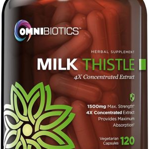 Organic Milk Thistle Capsules, 1500mg 4X Concentrated Extract with Silymarin is The Strongest Milk Thistle Supplement Available. Great for Liver Cleanse! 120 Vegetarian Capsules