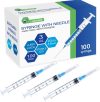 100 Pack 3ml Syringes with Needle – 23G, 1.0 inch Needle Luer Lock Syringe Individually Packaged