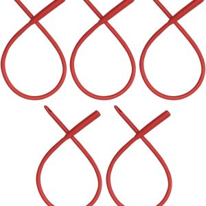 Red Latex Catheter 20FR – 5 Pack Flexible Rubber Tubing for Enemas and Colon Cleansing with Free Hose Connector. Recommended for Coffee Enemas, Gerson Therapy, Higher Colon Cleansing